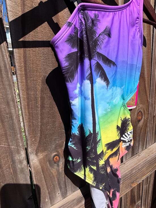 Girls Sport Surf Club One-Shoulder Cut-Out One Piece Swimsuit Size M (10) NWT - Picture 7 of 12